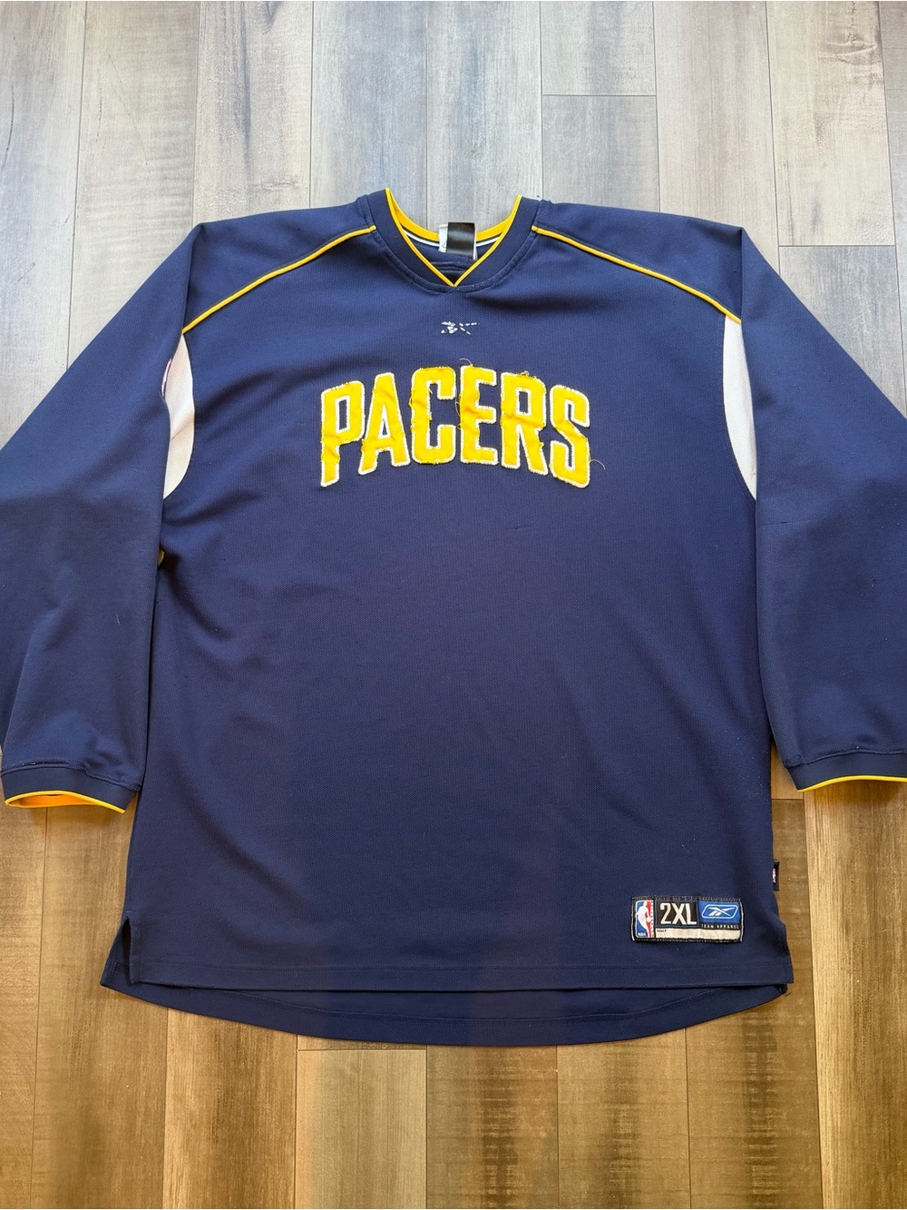 Vintage Y2K Reebok Indiana Pacers Warm Up Blue Men's 2XL Long Sleeve Shirt NBA